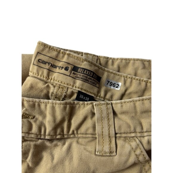 Carhartt Rugged Flex Relaxed Fit Canvas Work Pants 36X30 Beige Mens Durable - Picture 1 of 11